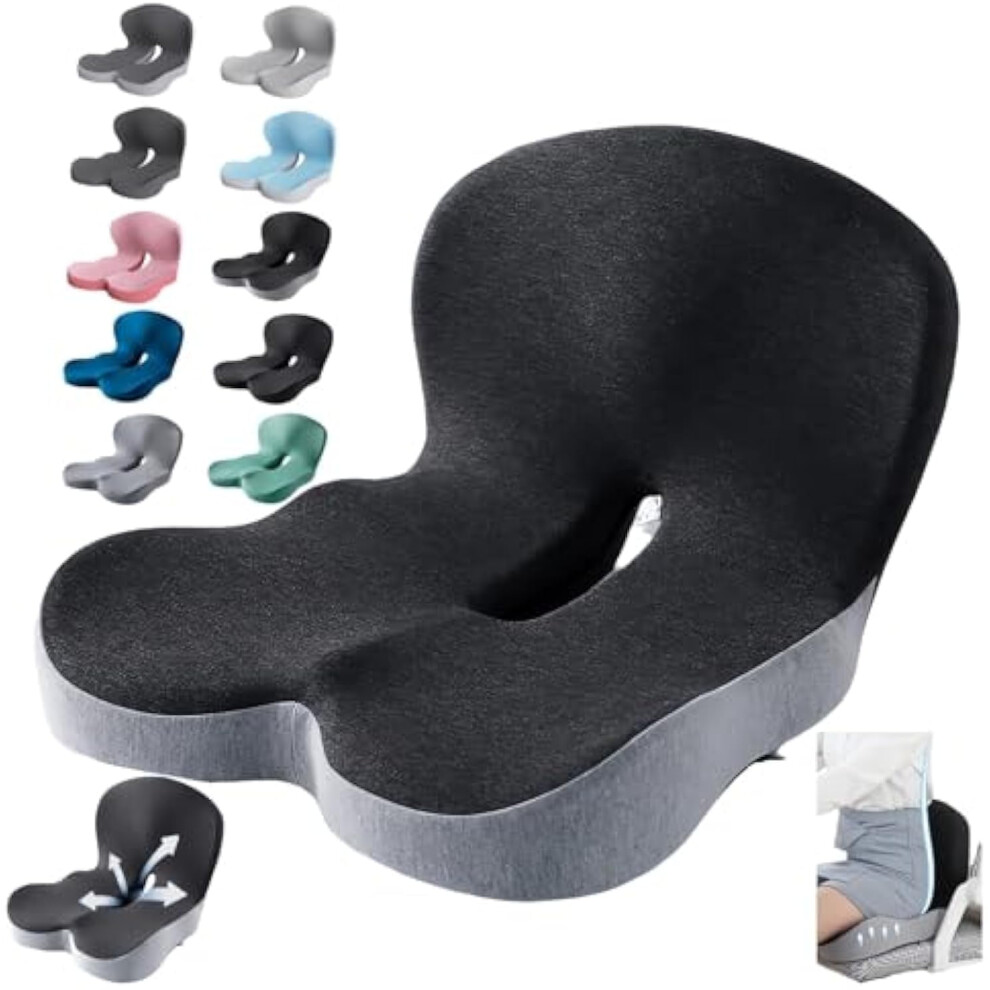 Memory Foam L-Shaped Seat Cushion For Car/Truck Drivers Â Ergonomic Lumbar Support, Sciatica & Back Pain Relief, Compatible With Office Chairs 9402001975010