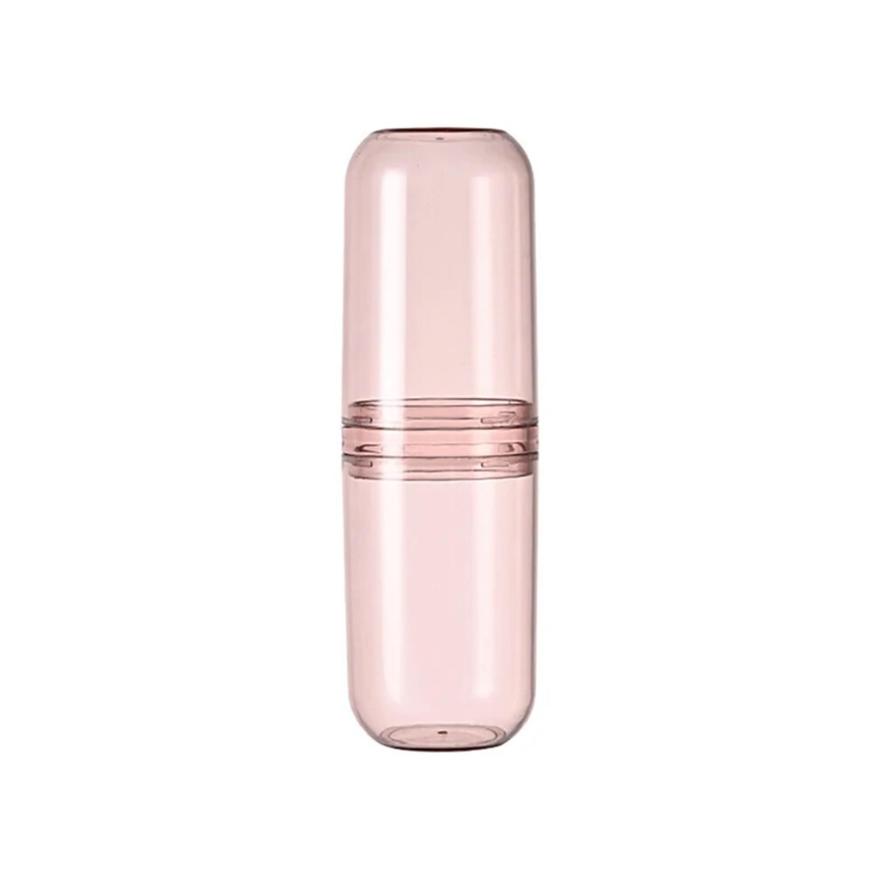 Travel Toothbrush Holder with Rinse Cup, 2 in 1 Compact Case, Pink Lightweight Durable Build