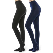 2 pares de meias-calças femininas forradas com lã - Meias-calças opacas e quentes de inverno 100D
