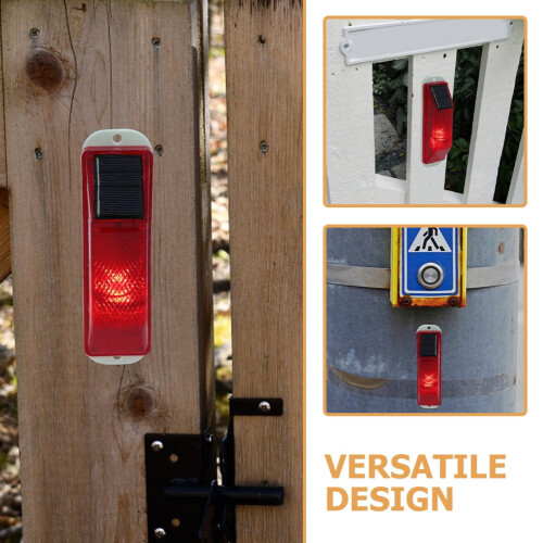 Solar Warning Light Red 2 Pack Outdoor Garden 1