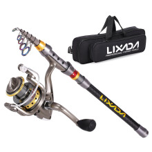 Lixada Telescopic Fishing Rod & Reel Combo with Carbon Fiber Rod, Reel, Tackle Bag – Compatible with Freshwater Fishing