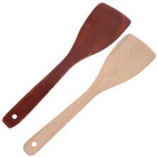 Tineasur 2 peças Espátula de madeira antiaderente para cozinha, utensílios de cozinha em cores sortidas