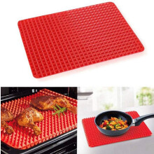 Plaque de cuisson Ludlz rouge pyramide, tapis de cuisson antiadhésif en silicone, plateau de cuisson pour four