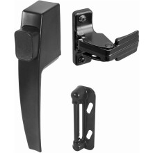 Prime-Line K 5007 Screen and Storm Door Push Button Latch Set With Night Lock, Fits Doors 5/8 – 1-1/4 In. Thick, Black Finish (Single Pack)