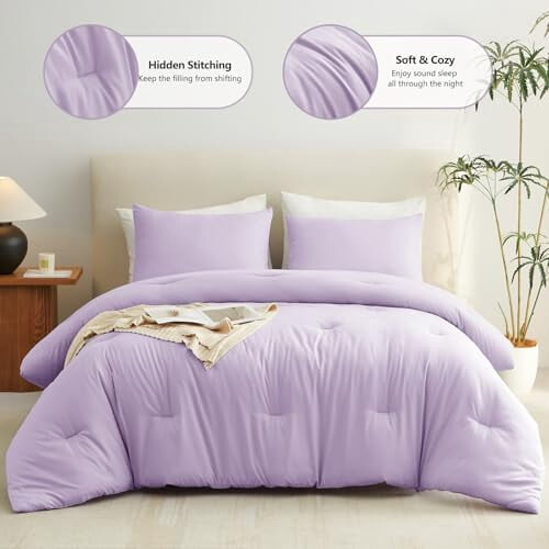 Set copripiumino matrimoniale lavanda, viola chiaro, 3 pezzi 2