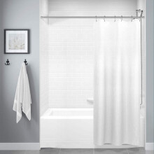Rideau de douche texturé en polyester ombré, imperméable, lavable en machine, 91 x 183 cm, blanc, avec 6 crochets