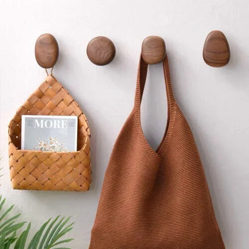 Scandinavian Solid Wood Wall Hook – Pebble Shape 1