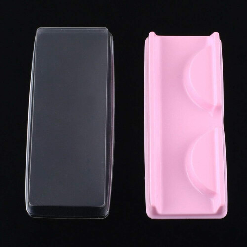 Caixa rosa para guardar cílios postiços com tampa transparente. 1