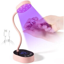 UV-Nagellampe, Schwanenhals, 36 W, wiederaufladbare LED-UV-Lampe für Gelnägel, 4 Timer & Auto-Sensor, schnelltrocknend, rosa – kompatibel mit