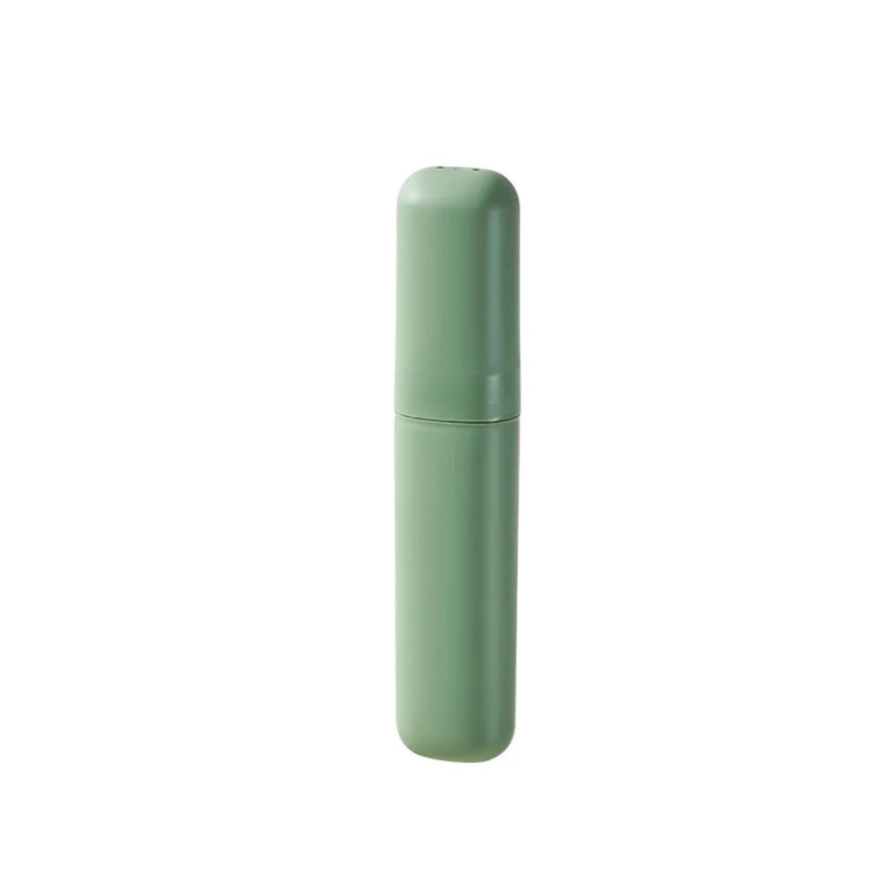 Green Travel Toothbrush Case With Cup, Portable Holder For Electric And Manual Brushes, Ventilated Set