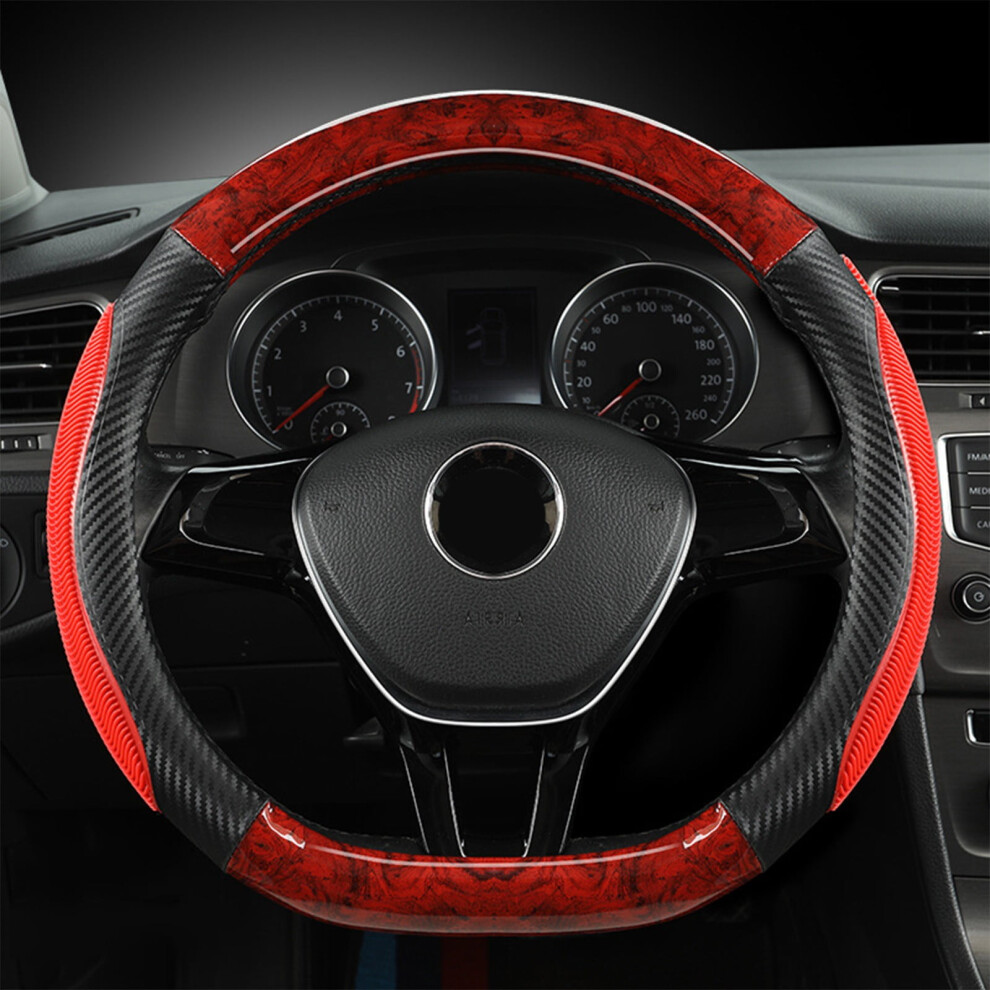 Steering Wheel Cover Silicone Wood 36-40Cm Grain/Red 9023022138064