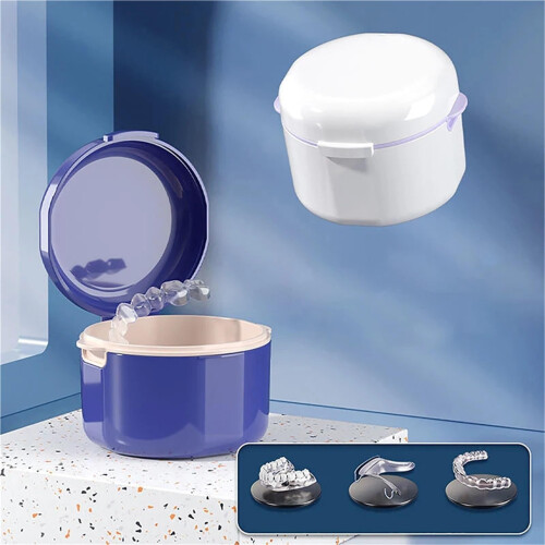 Denture Case with Quick Drain Feature Travel Food Grade PP Denture Storage Box White 1