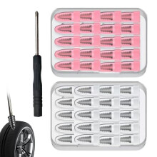 Screw-in Tire Repair Kit with 2 Plug Sizes, Vacuum Plugs, Box & Screwdriver – Compatible with Truck, Car, Motorcycle