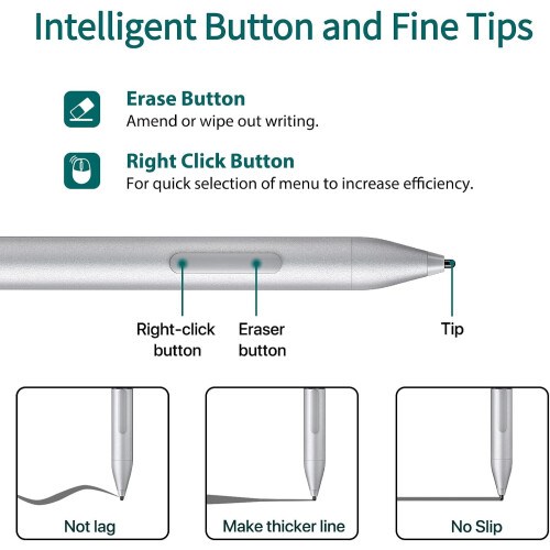 Stylet actif pour créateurs numériques, avec pointe précise et détection de pression, optimisé pour une prise de notes fluide et une expression 1