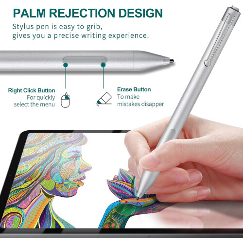 Stylet actif pour créateurs numériques, avec pointe précise et détection de pression, optimisé pour une prise de notes fluide et une expression 2