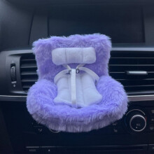Doll Car Seat with Air Vent Clip, Soft Furry Cushion & Headrest for 17cm Dolls – Decorative Sofa Seat Accessory