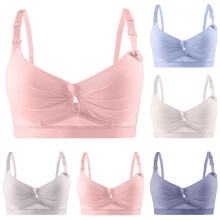 Fashion Breast Feeding Bras for Women Gathering Bra Pregnant Underwear During Pregnancy Front Button Bra,Blue