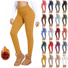 Fleece gevoerde legging voor dames met zakken, thermische winter workout hoge taille warme yogabroek strakke lange legging