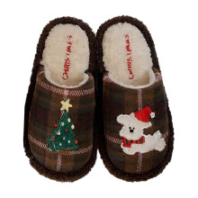 Pantuflas navideñas para mujer y hombre, pantuflas cálidas de felpa, zapatos de invierno con suela suave, zapatos de interior para el hogar.