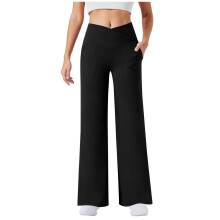 Yoga broek voor dames, effen kleur, hoge taille, zakken, fitness- en sportbroek, strakke en huidkleurige lange yogabroek, maat S-2XL