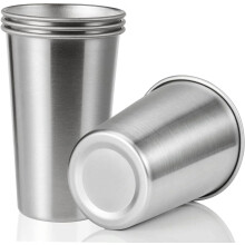 Premium-Edelstahlbecher (4er-Pack, Silber, 590 ml) – Unzerbrechlich, spülmaschinenfest, stapelbar, für drinnen und draußen geeignet