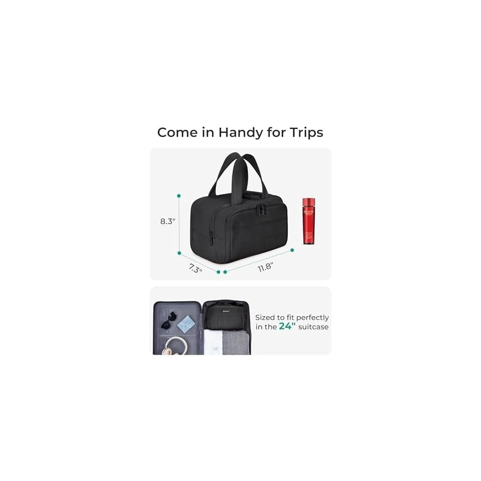 Red Puffy Travel Toiletry Bag For Women Â Wide-Open Cosmetic Organizer, Large Makeup Bag With Accessories (Bright ), Compatible With Travel Needs