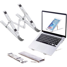 Állítható alumínium laptopállvány, amely kompatibilis MacBook Air/Pro, iPad, Lenovo 10-15.6” laptopokkal és táblagépekkel – ezüst