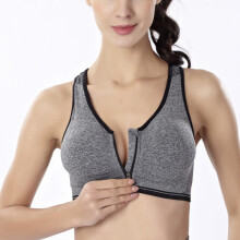 Soutien-gorge de sport à fermeture éclair sur le devant pour femme, modèle dos nageur à maintien élevé, idéal pour la course à pied et