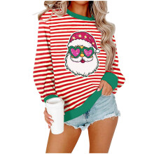 Sweat-shirt imprimé de Noël pour femme, pull à manches longues et épaules tombantes, col rond – coupe ample et décontractée, idéal pour les
