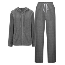 Conjunto de chándal de 2 piezas con capucha para mujer: sudadera con capucha con cremallera y bolsillos y pantalones deportivos con cintura