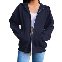Felpa da donna con zip, maniche lunghe, felpa oversize autunnale in pile con tasche, taglie dalla S alla 3XL