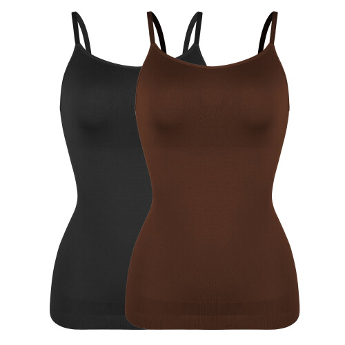 Kit com 2 Camisolas Modeladoras Femininas com Controle de Abdômen, Sem Costura e com Compressão.