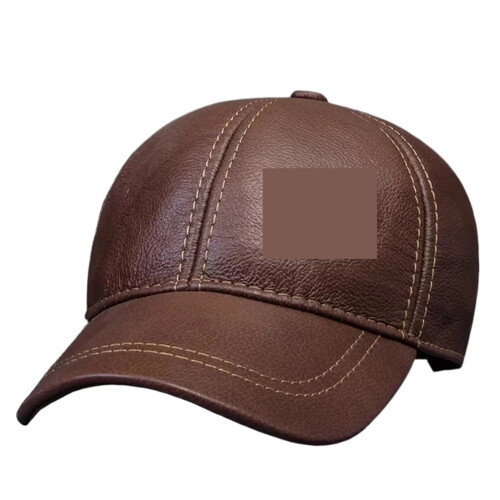 Herren-Baseballkappe aus echtem Leder, Schwarz/Braun, 56–60 cm 1