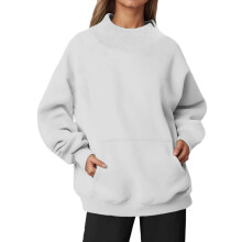 Blusas de moletom femininas folgadas, gola redonda, manga comprida, tops casuais, moletons leves de moletom para outono e inverno, tamanhos grandes.
