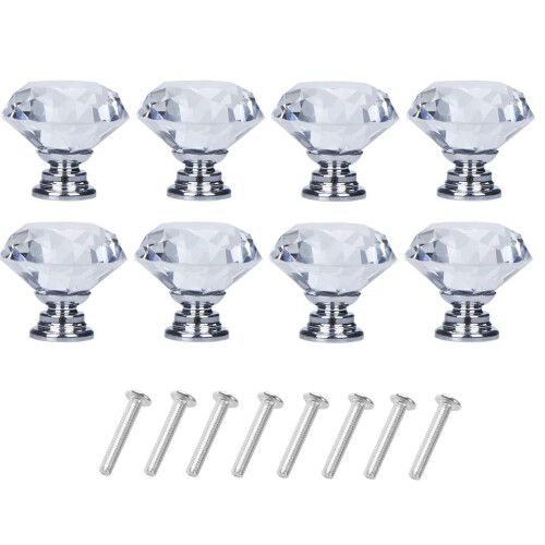 Türknöpfe "Diamant" aus Glas Transparent/Silber 8 Stück