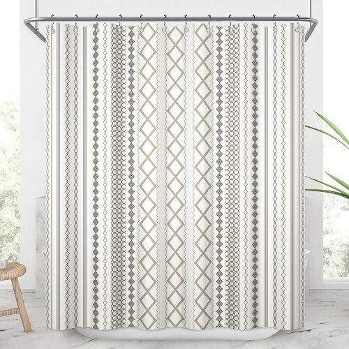 Tenda da doccia a righe patchwork 72x84 pollici – Impermeabile