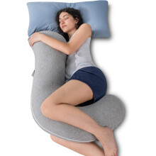 S-Shaped Body Pillow for Side Sleepers, Grey