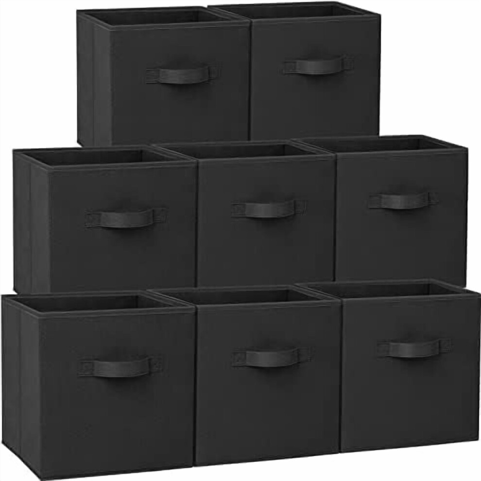 Heavy Duty 11" Fabric Storage Cubes, Collapsible Cube Organizers For Closets & Shelves – 8-Pack (Black) Black