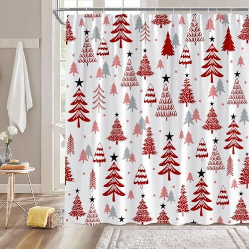 Christmas Tree Shower Curtain, Polyester, 70 x 70 in 1