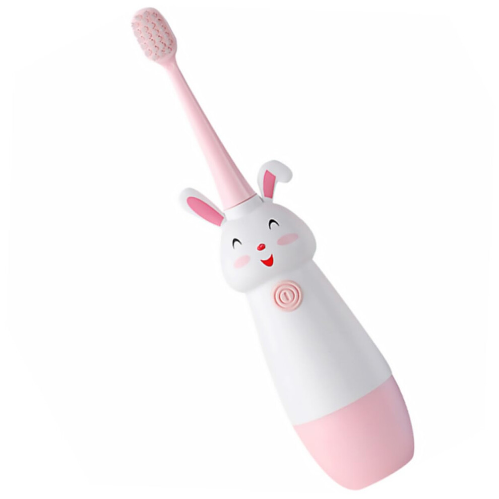 Pink Kids Electric Toothbrush With Gentle Sonic Cleaning, Usb Rechargeable, Soft Bristles, Cartoon Design