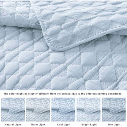 Ensemble de couette bleu clair pour grand lit, 3 pièces, 229 x 229 cm 2