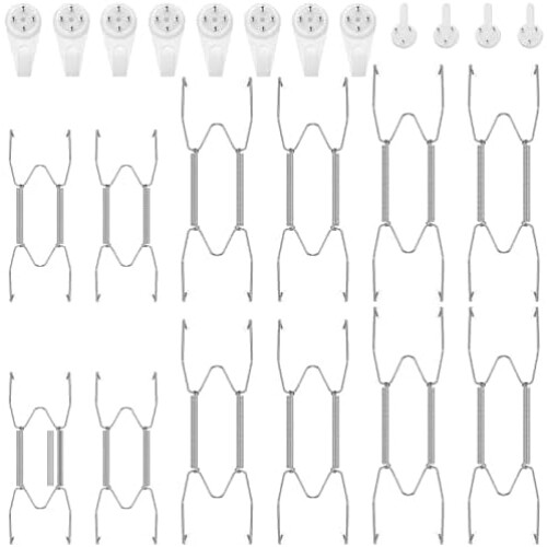 Conjunto de 12 suportes invisíveis para pratos em aço inoxidável com ganchos, suportes de parede resistentes (6/8/10 polegadas), cor prata.