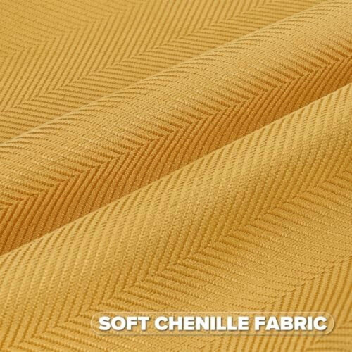 Housses de coussin en chenille moutarde 66 x 66 cm, lot de 2 1