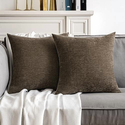 Fodere per cuscini in ciniglia marrone stile rustico 45x45 cm
