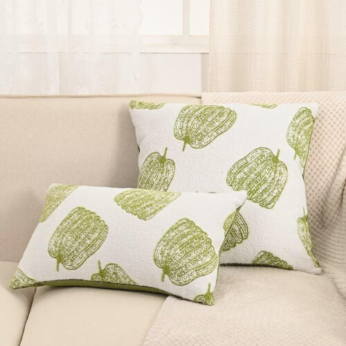 Capa de almofada em chenille com estampa de abóbora, 45x45cm 1