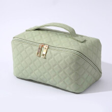 Grande trousse de maquillage à ouverture large pour femmes, vert armée