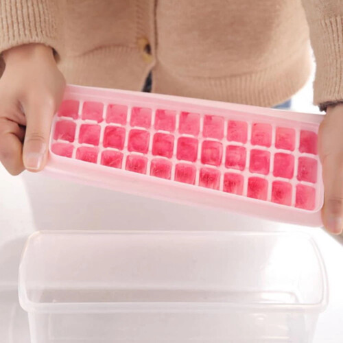 Forma de gelo de silicone de qualidade alimentar com tampa, recipiente e pá. 1