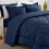 Marineblauwe microvezel dekbedset, queensize 4