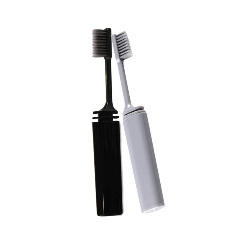 2Pcs Travel Toothbrush with Charcoal Bristles, Folding Compact Design for Hygienic Storage