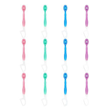 12 Pcs Disposable Travel Toothbrush with Floss Pick Tongue Scraper and Prepasted Toothpaste Bead